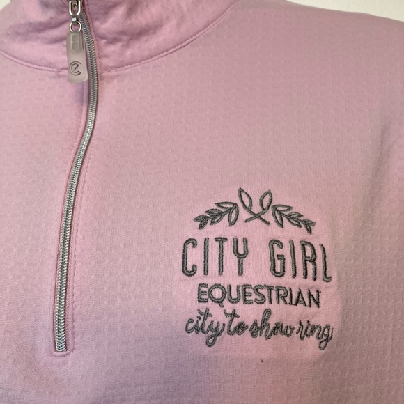 Bette & Court Sunshirt in true pink. 1/4 zip. Size Large - Picture 5 of 6